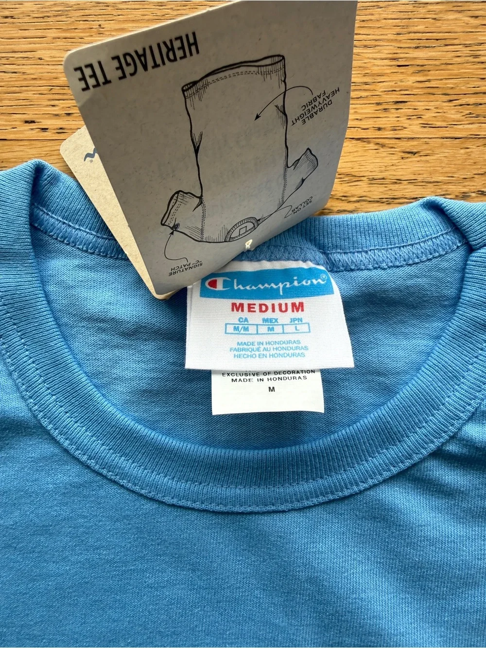 Champion Men’s Sky Blue Logo T-Shirt with Navy & Red Accents - Picture 2 of 2